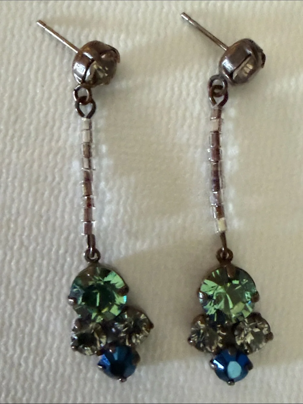 Sabika Green and Blue Crystal Dangle Earrings